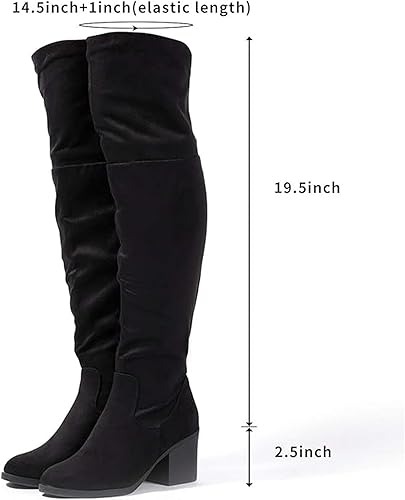 Miniatura 3 de Katliu Botas largas de invierno con tacón grueso hasta la rodilla para mujer, con cremallera lateral