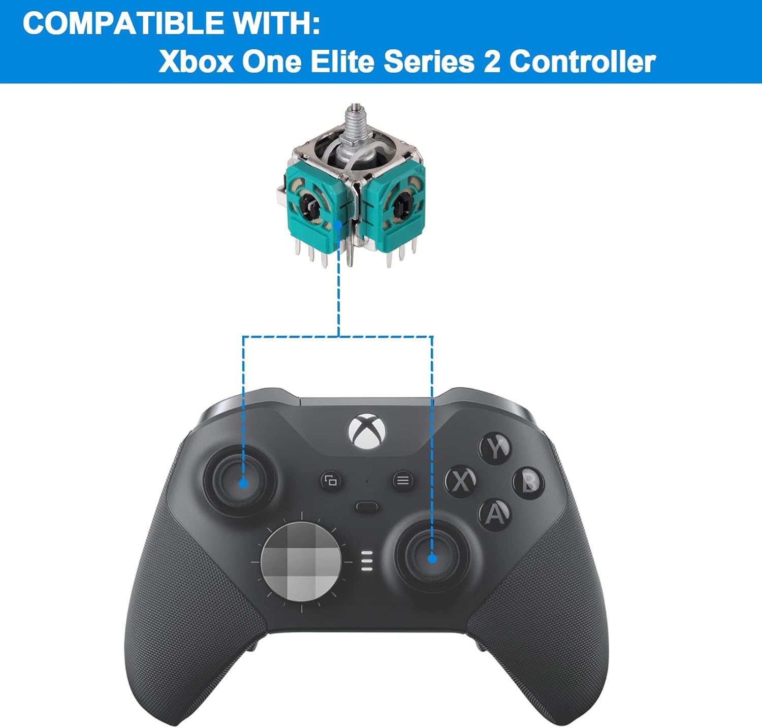 4pcs Replacement Joystick Compatible with Xbox One Elite Series 2 Controllers, Drift Fixing Parts Thumb Sticks Analog Repair Tools Kit with T6 T8 T10 Screwdriver