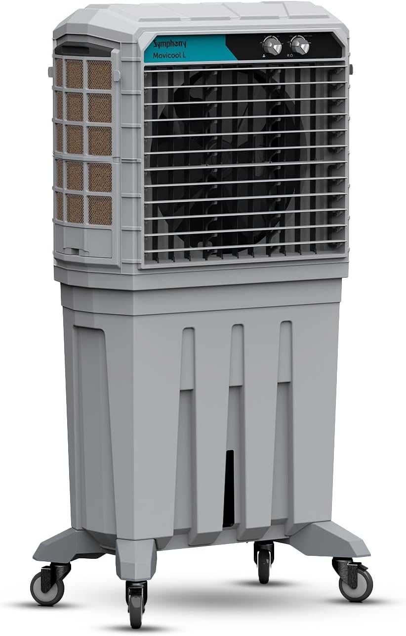 Symphony MOVICOOL L 125 Portable Air Cooler For Home with Honeycomb Pads, Powerful Fan, and Cool Flow Dispenser (125L, Grey)