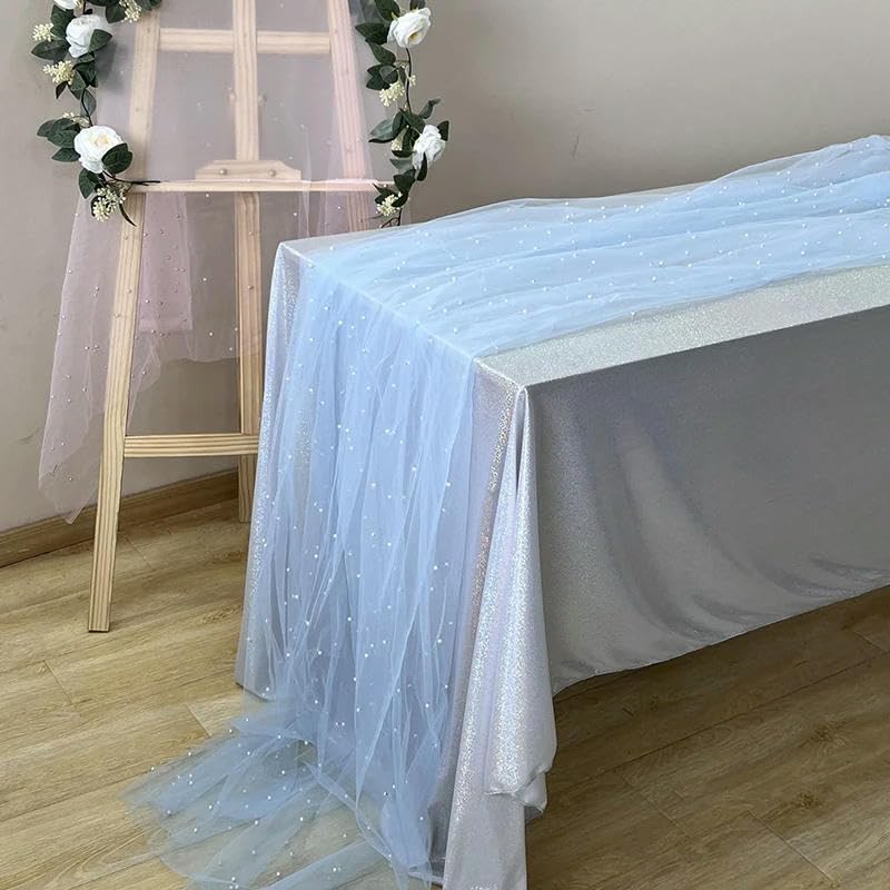 Chemin de table en mousseline de soie et perles pour arche de mariage