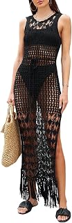 Bsubseach Crochet Cover Ups for Swimwear Women Sleeveless Knit Beach Dress Open Back Bathing Suit Coverup
