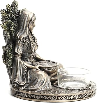 Veronese Design 4 7/8 Tall Celtic Goddess Danu Tealight Candle Holder Cold Cast Bronzed Resin Sculpture Wiccan Home Decor Figurine Collectibles