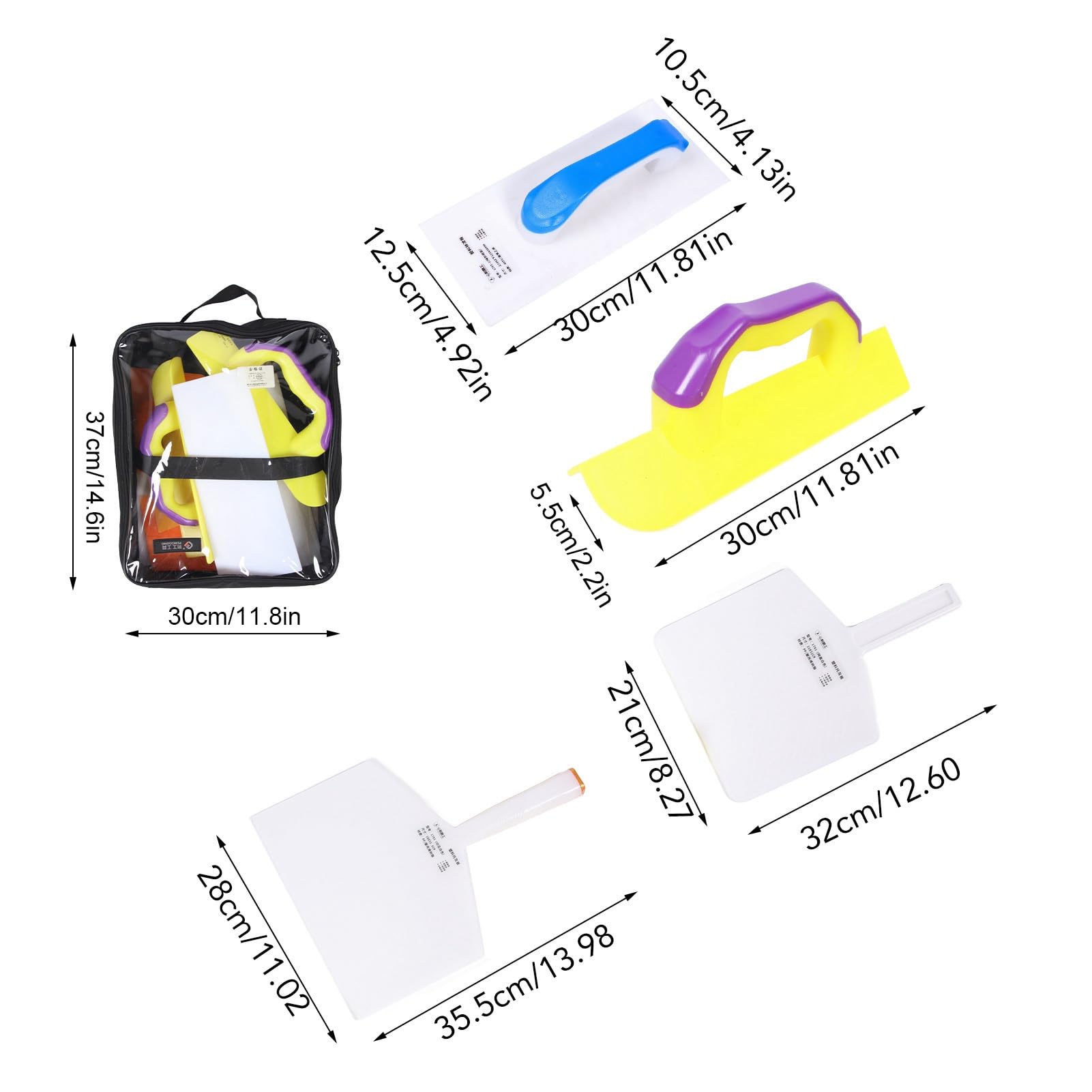 Juego de paletas profesionales para paneles de yeso, 11 piezas, paleta de esquina flexible de plástico, masilla, espátula, raspador, kit de herramientas para reparación de p