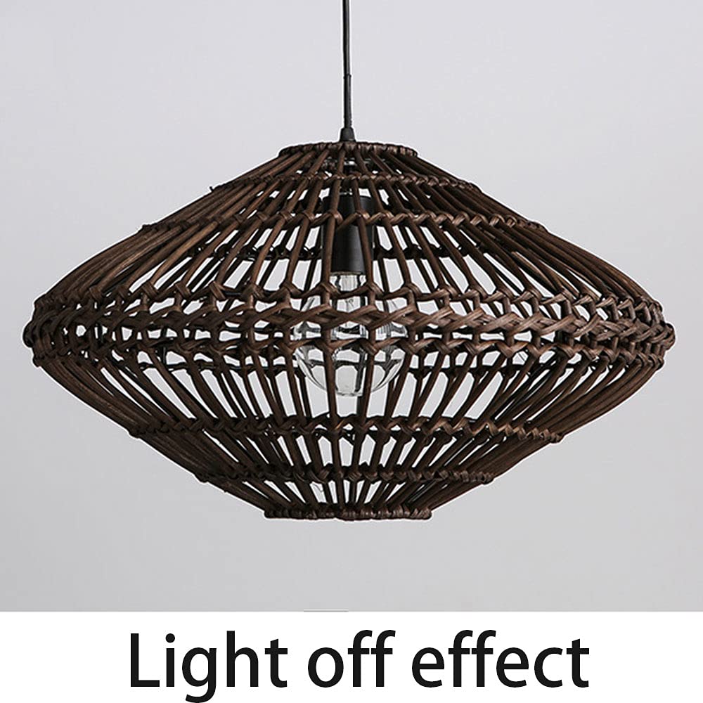 Lámpara de araña Colgante de ratán Estilo sudeste asiático, lámpara de Material Natural, bambú Curvado, iluminación rústica, Pantalla de luz de Techo para Cocina, Comedor y Restaurante.