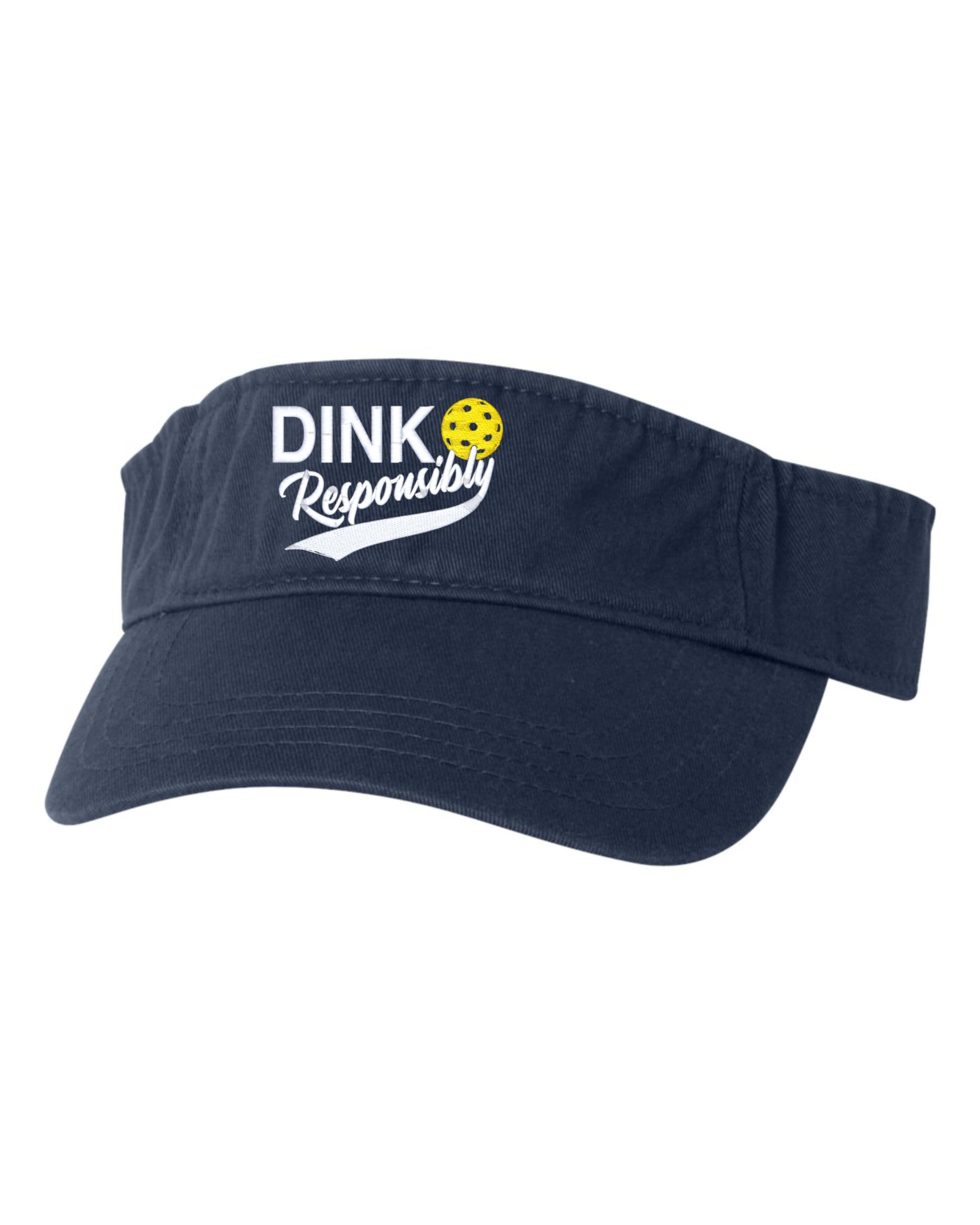 Go All Out One Size Navy Visor Dink Responsibly Funny Pickleball Embroidered Visor Dad Hat