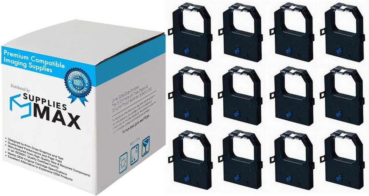 Compatible Replacement for Lexmark Formsprinter 2400/2480/2481/2490/2491/2580N/2581N/2590N/2591N Black Printer Ribbons (12/PK) (3070166_12PK)