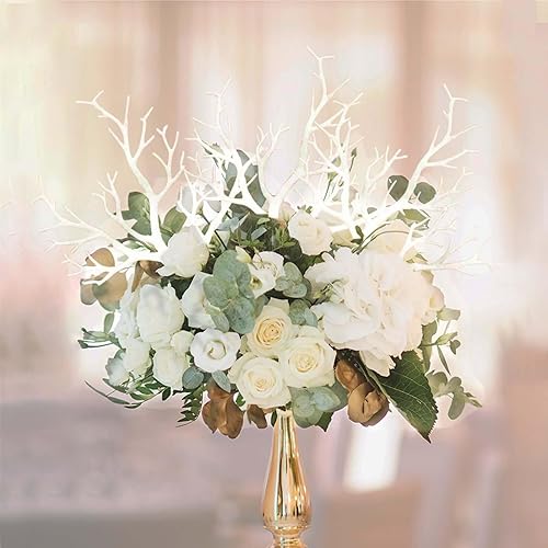 Miniatura 2 de Efavormart - Paquete de 10 ramas de árbol artificiales blancas de 14 pulgadas, rellenos de jarrón de plástico seco de manzanita