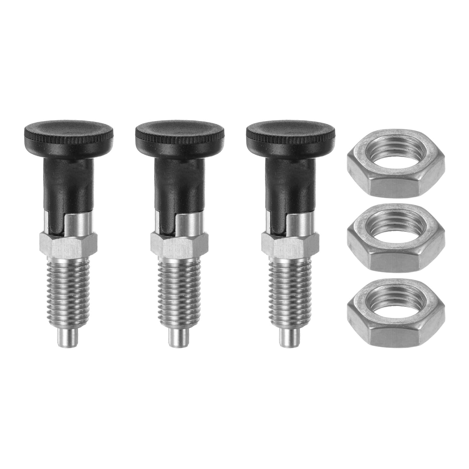 HARFINGTON 3pcs Push Fit Ball Nose Spring Plunger M12x1.5 Thread Length 6mm Pin Dia Stainless Steel Self-Locking Plunger Retractable Index Plunger for Industrial Equipment