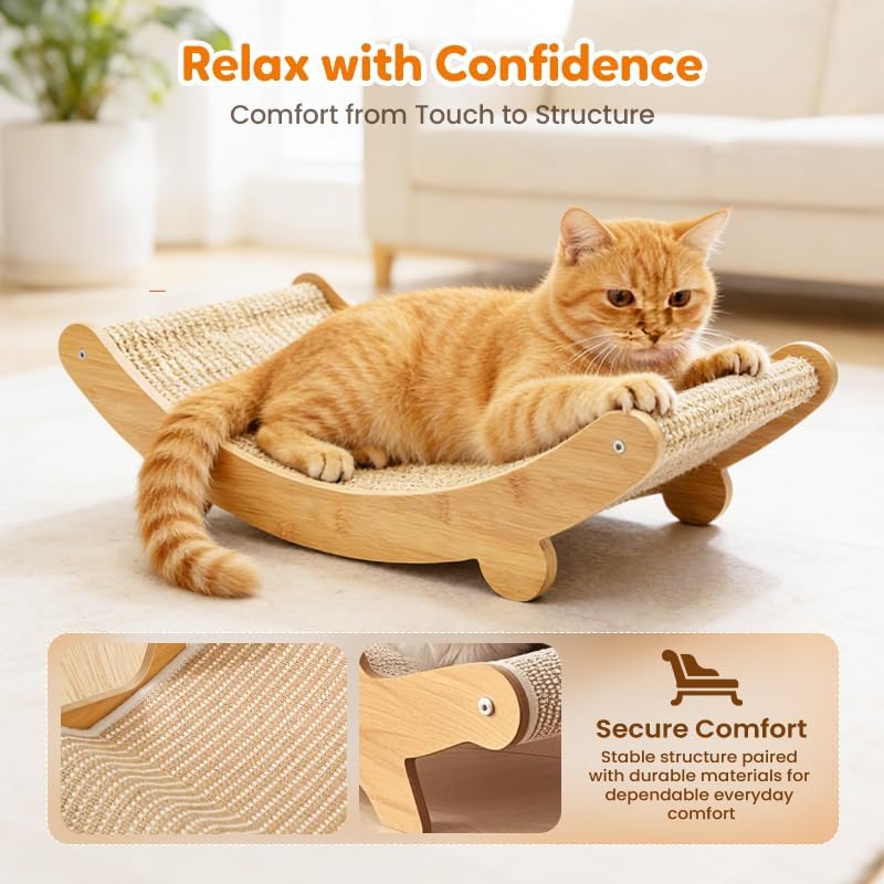 2026 New Cat Recliner Scraper Board, Large 2 in 1 Cat Recliner Scratch Board, Durable Cat Scratching Pad Cat Scratcher Bed Cardboard Cat Scratchers for Indoor Cats (A)