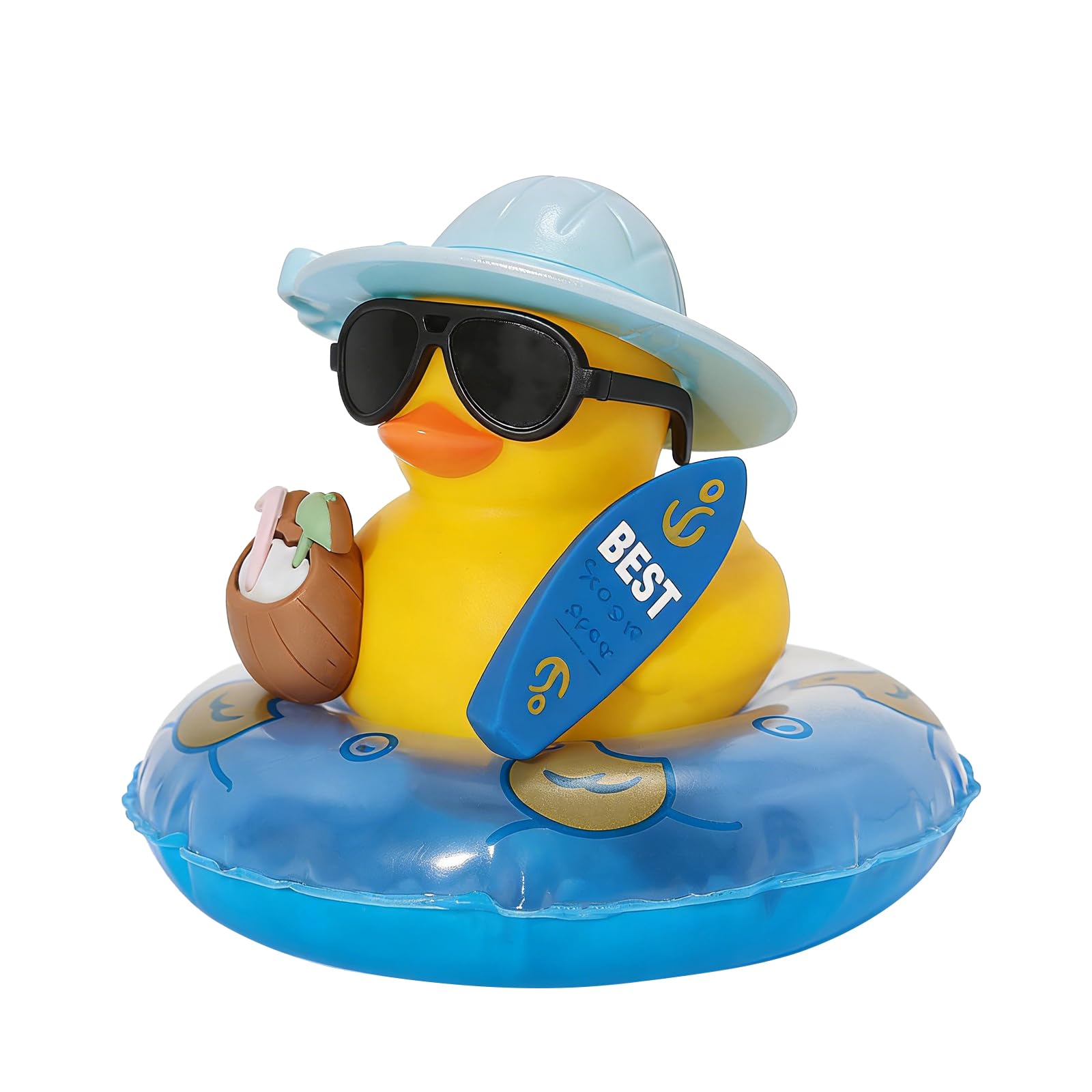 Adornos de Goma para el Coche con Forma de Pato, Patos veraniegos con Tabla de Surf, Adornos novedosos de Goma para el salpicadero del Coche, Pato Coche Genial Salpicadero (Azul)