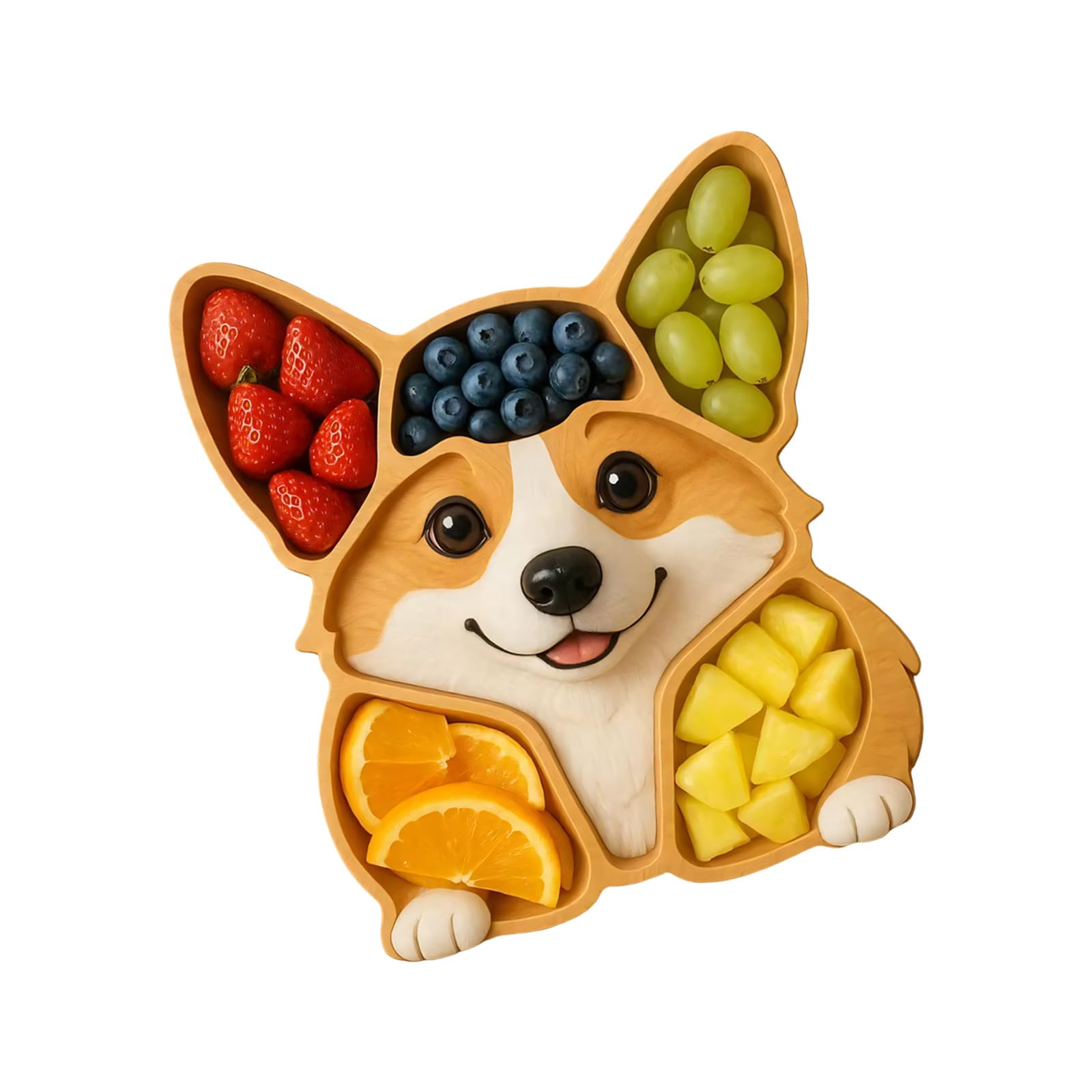 Dog Head Shaped Wooden Serving Tray for Displaying Snacks Fruits and Canapes Suitable for Various Occasion Pet Themed Treat Plate