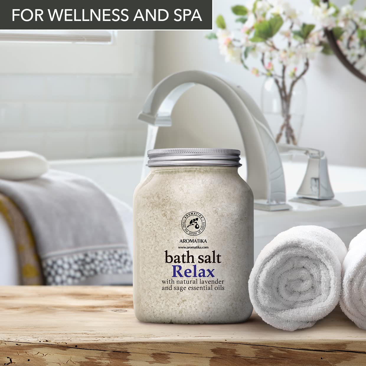 Sel de Bain Relaxant 1300g - Sel Marin avec Lavande Essentielle Naturelle - Meilleur pour un Bon Sommeil - Soulagement du Stress - Beauté - Bain - Soin du Corps - Sel D'Bain