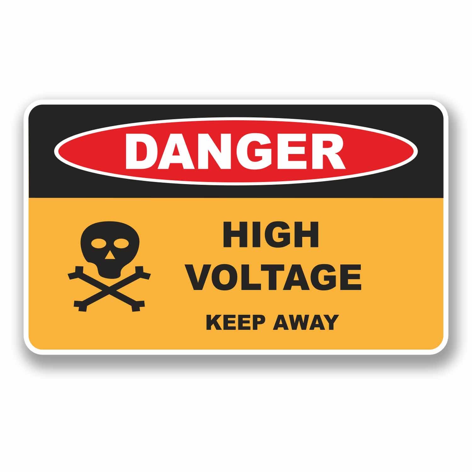 Destinationvinyl Multi 2 X 10Cm Danger High Voltage Stickers Electrical Laptop Skull Tool Box #9671 (10Cm Wide X 6Cm High)