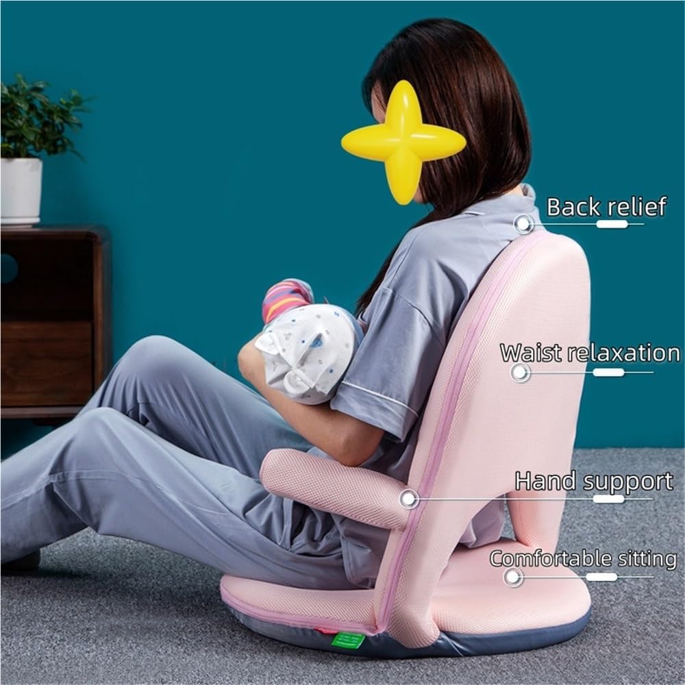 Nursery Recliner Chair, Living Room Accent Floor Chair with Back Support, Folding Tatami Meditation Portable Waist Support Chair(Green)