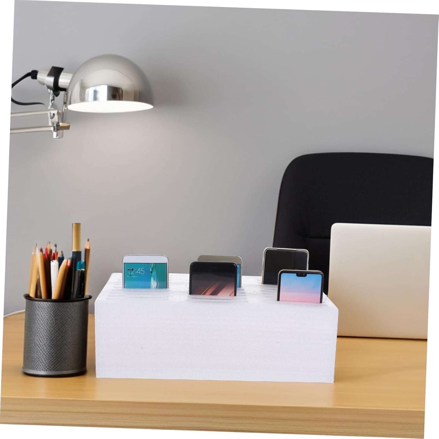 STOBAZA Cell Phone Holder 30 Grids Classroom Pocket Chart Organizer Foam Storage Box Phone Calculator Holder for Classroom Office School
