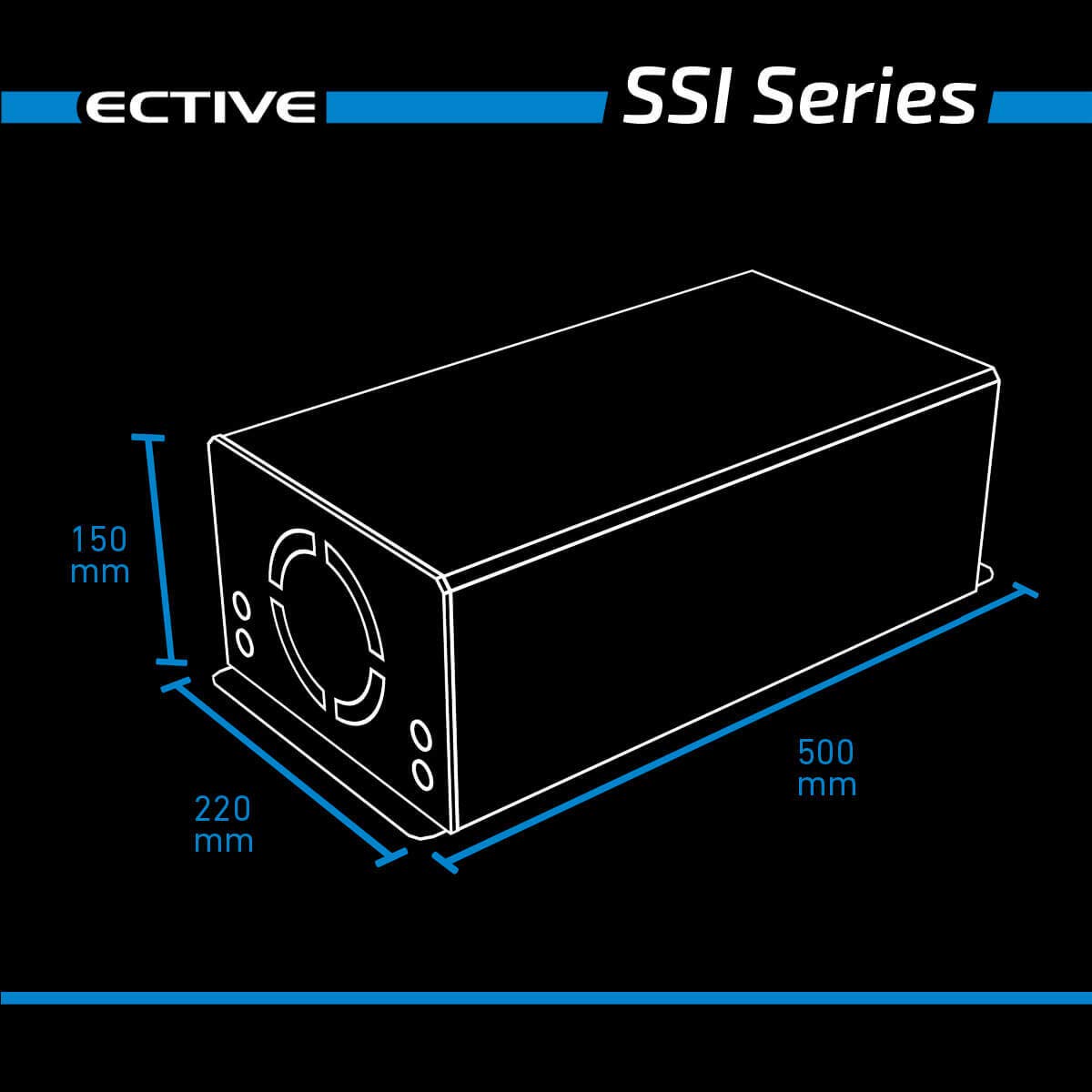 ECTIVE Reiner Sinus Wechselrichter SSI 20-2000W, 20A, 24V auf 230V, Überlastschutz, Überhitzungsschutz, mit MPPT-Laderegler - Spannungswandler, Umwandler, Stromwandler, Batterieladegerät
