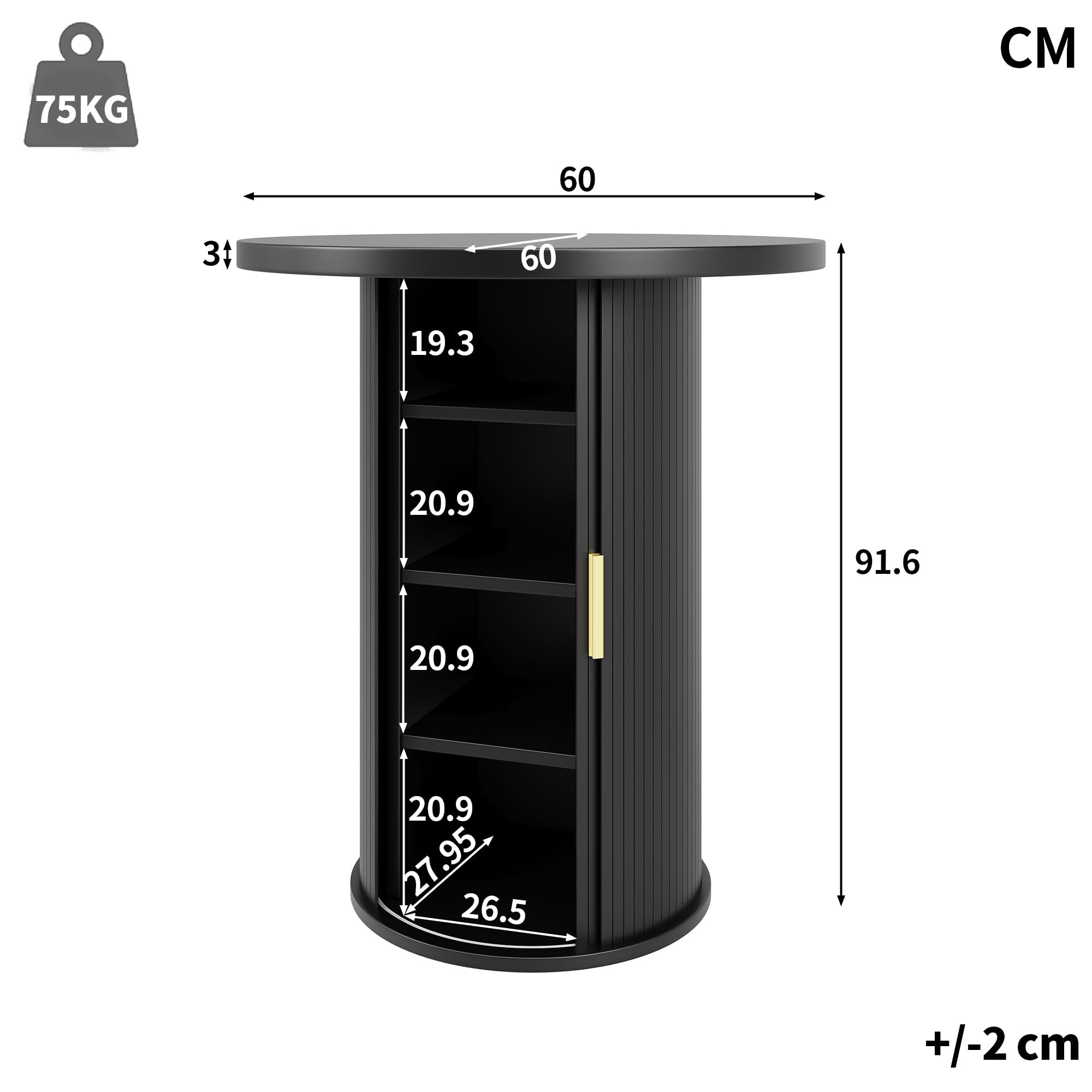 Conjunto de Mesa de Bar con MDF y Metal, para Salón, Negro, Set de 3