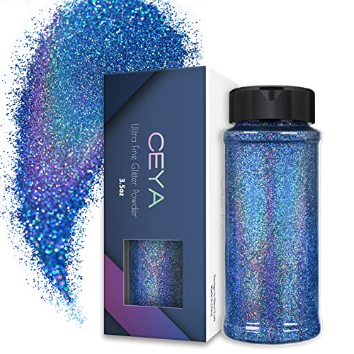 Ceya Holografischer ultrafeiner Glitzer, 3.5oz/100g, Ozeanblau