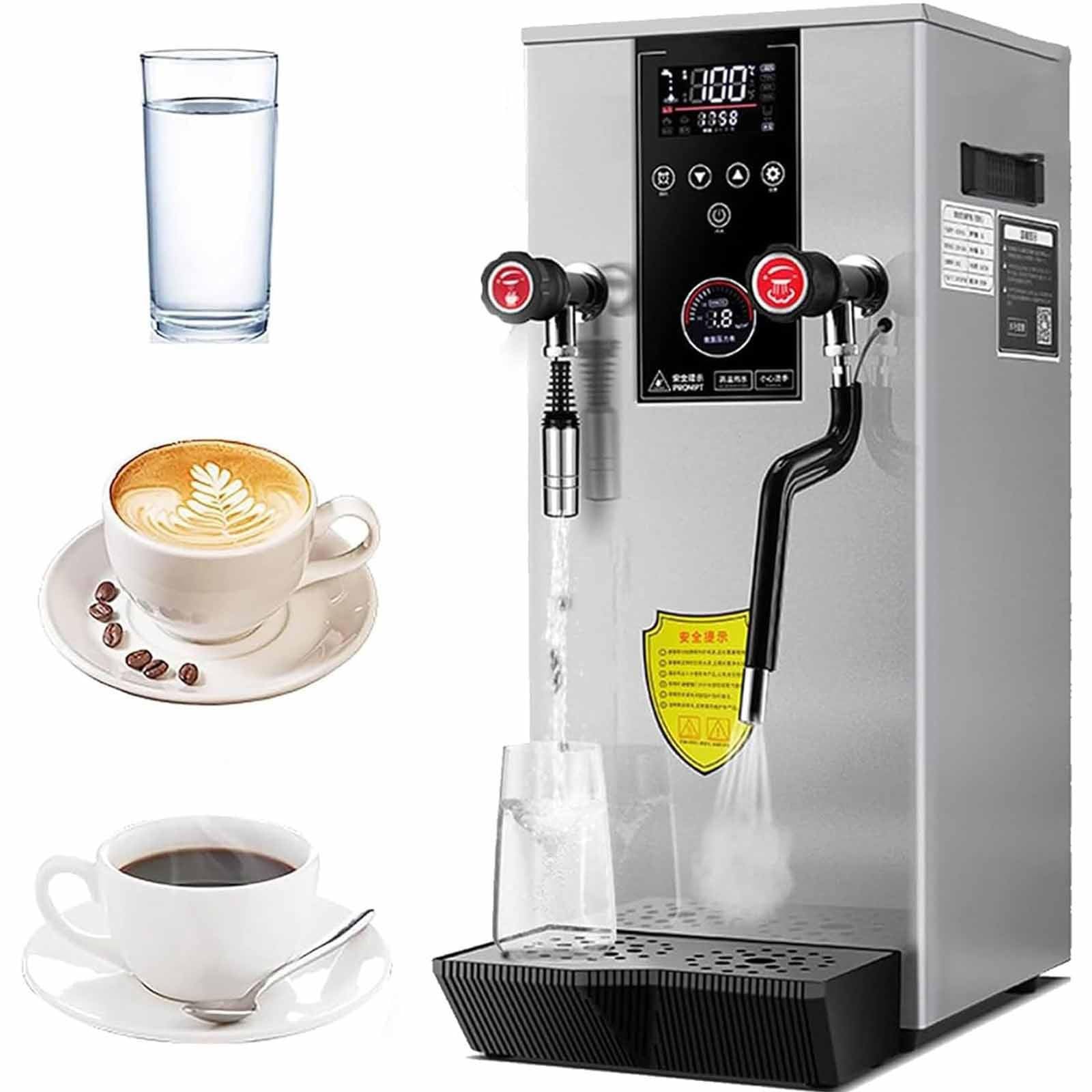 Espumador de leche comercial, 2500 W, 12 L, automático, para hervir agua, eléctrico, para café expreso, con pantalla LED, color gris.