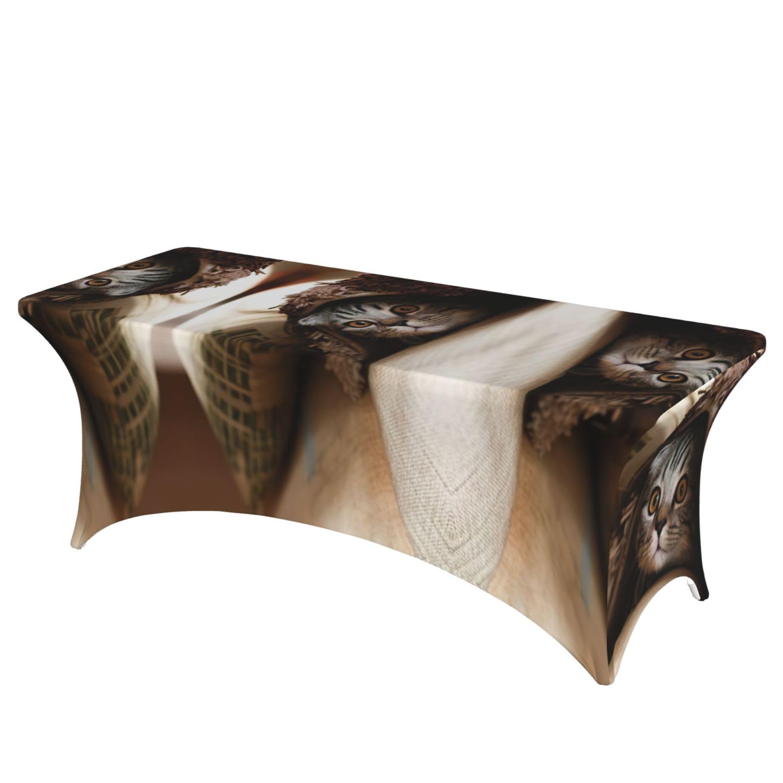 Nappe élasthanne anti-pli pour table rectangulaire 1,8m motif chat