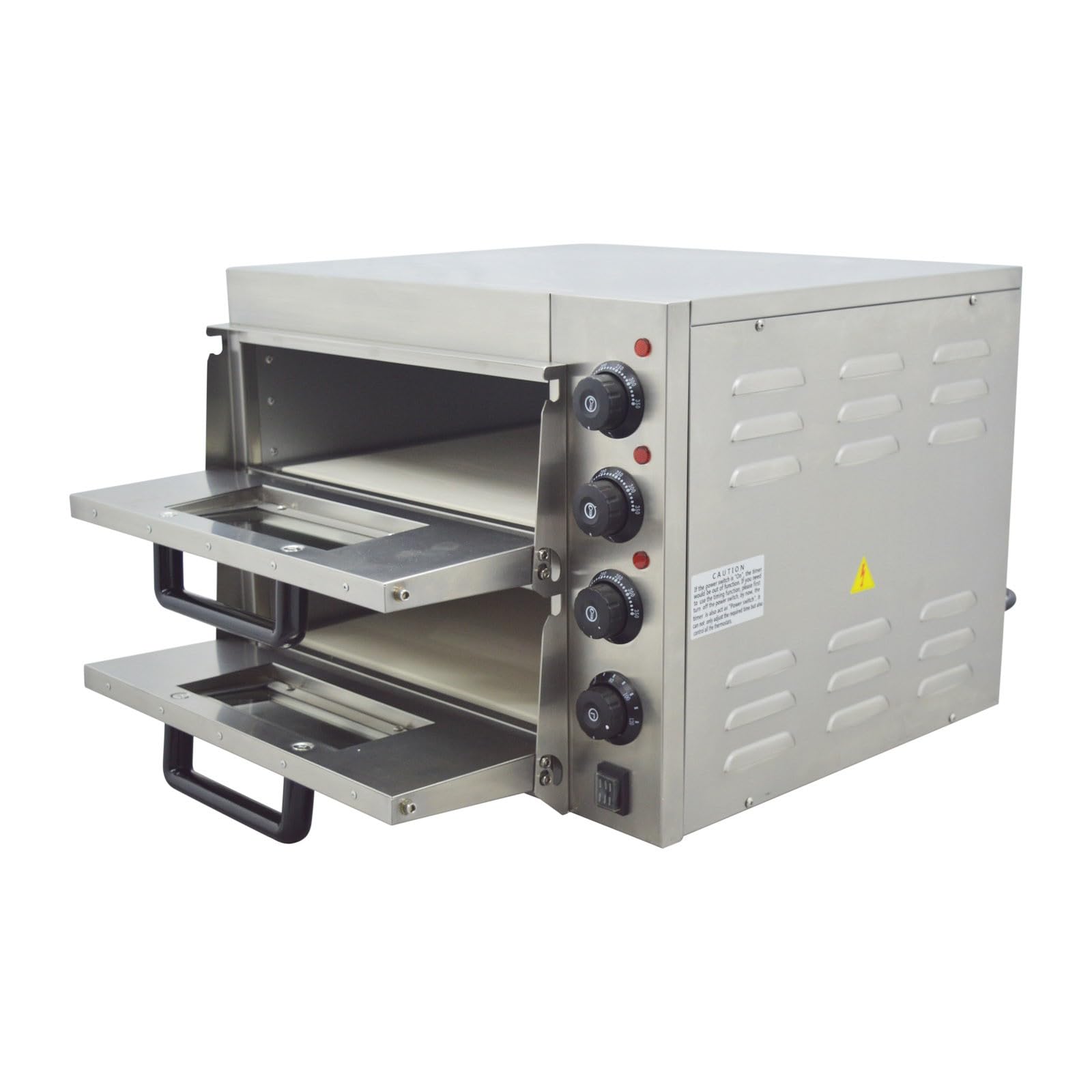 Horno de pizza comercial de 110 V, encimera eléctrica de doble piso, máquina para hornear pizza de 16 pulgadas, horno portátil de acero inoxidable de 3KW con control de tiempo, 0-120 8