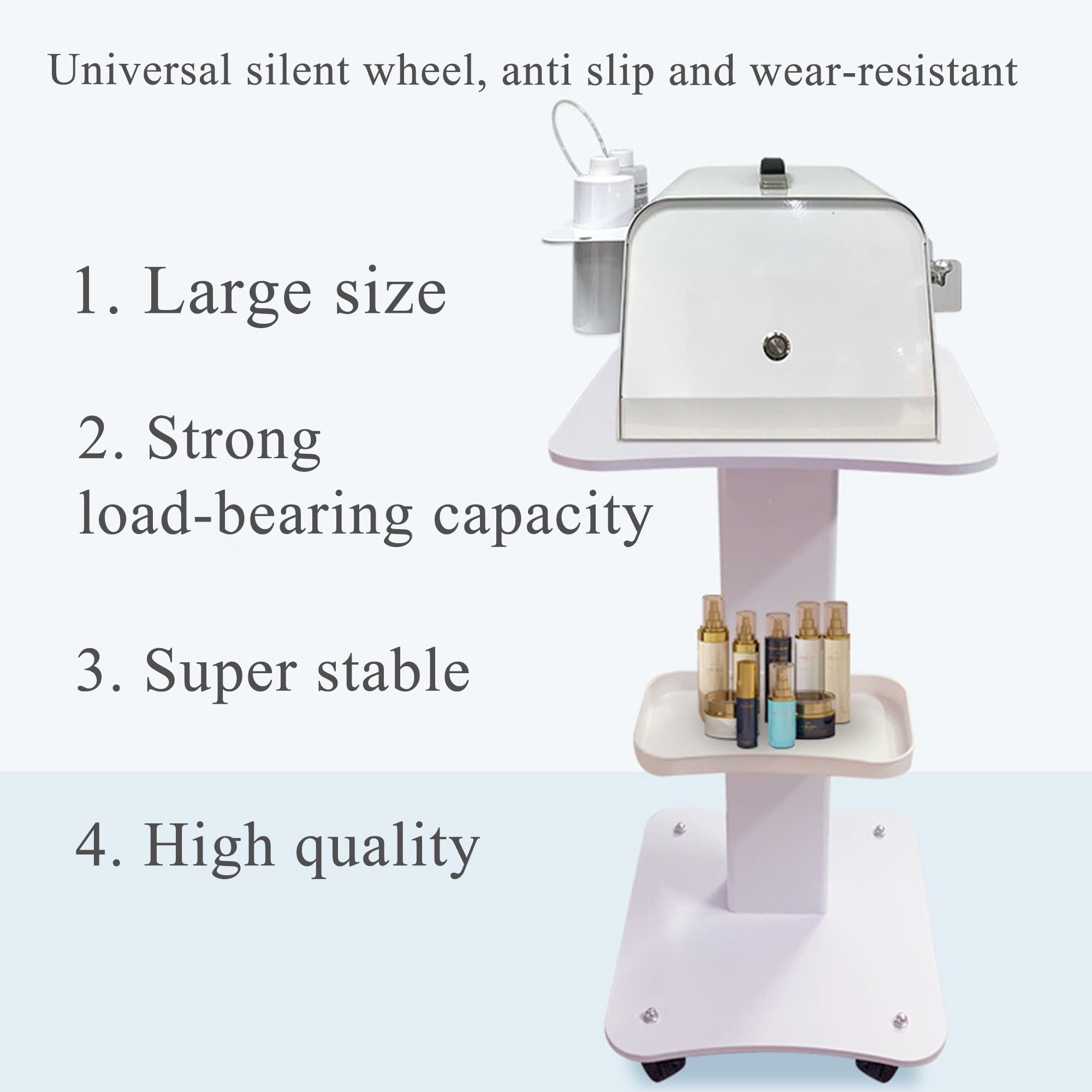 Carro con Ruedas para Salón de Belleza, Almacenamiento de Instrumentos de Belleza, Multifunción Portátil Carrito Rodante, Carrito de Peluquería, Blanco, Carrito Auxiliar con Ruedas