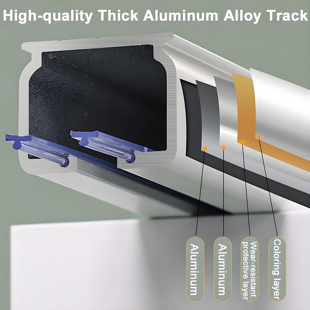 Aluminiowa szyna do zasłon z klipsami 1-drożna szyna rozdzielająca do montażu sufitowego dostępna w rozmiarach od 50 cm do 600 cm, łatwa instalacja, idealna do dekoracji domu i zarządzania