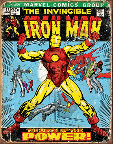Desperate Enterprises Iron Man Comic Cover Tin Sign, 12.5