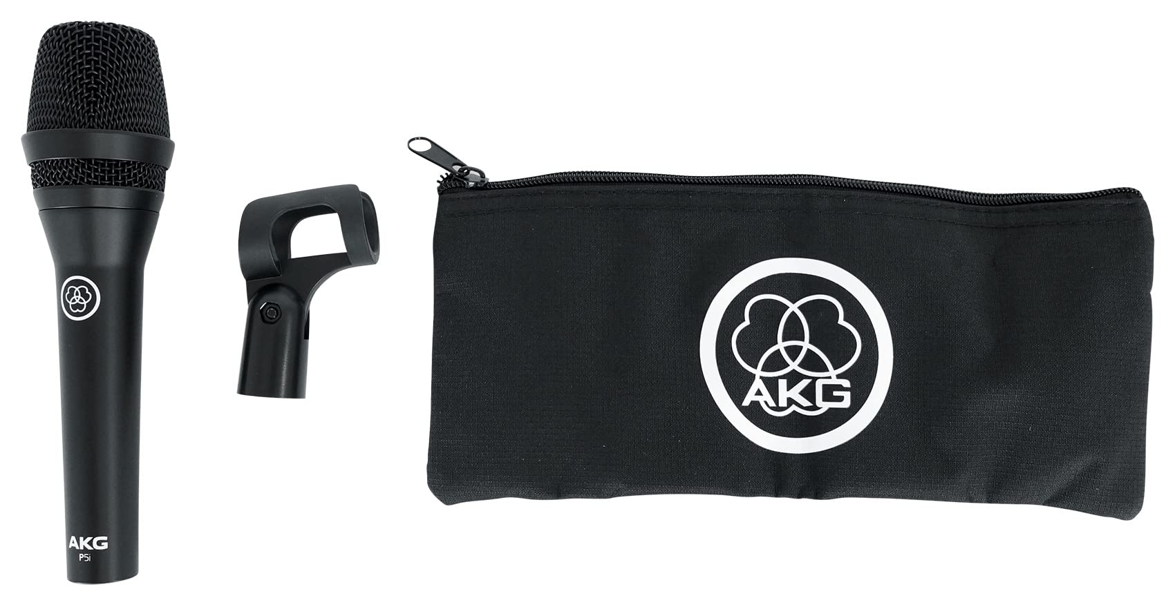 Audiosavings Bundle: (1) AKG P5i Handheld Dynamic Metal Vocal Microphone Mic Bundle with (1) Rockville RVMIC4 Round-Base Microphone Stand with Quick Release Hand Clutch (2 Items)