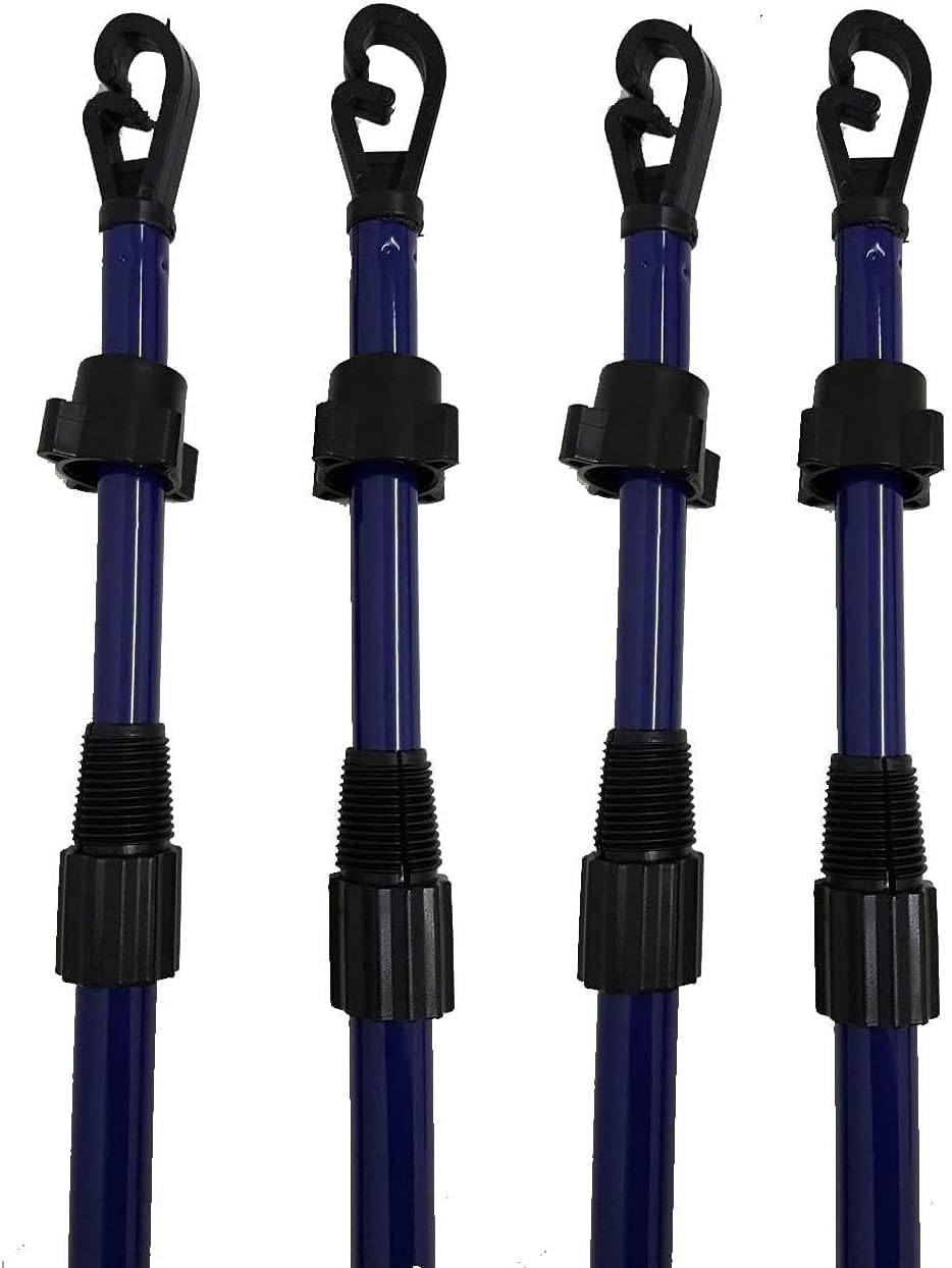 Novostyl Multicolour Telescopic Washing Line Prop Pole Clothesline Heavy Duty Home Garden Washing Line Dry Clothes Drying Airer Support Pole Galvanised Laundry Extenedable To 2.4M (Pack Of 4)