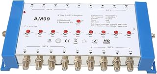 9 Way SMATV Amplifier, High Input SMATV Amplifier AM99 High Isolation Plug and Play Metal Shell for Indoor Use (US Plug)