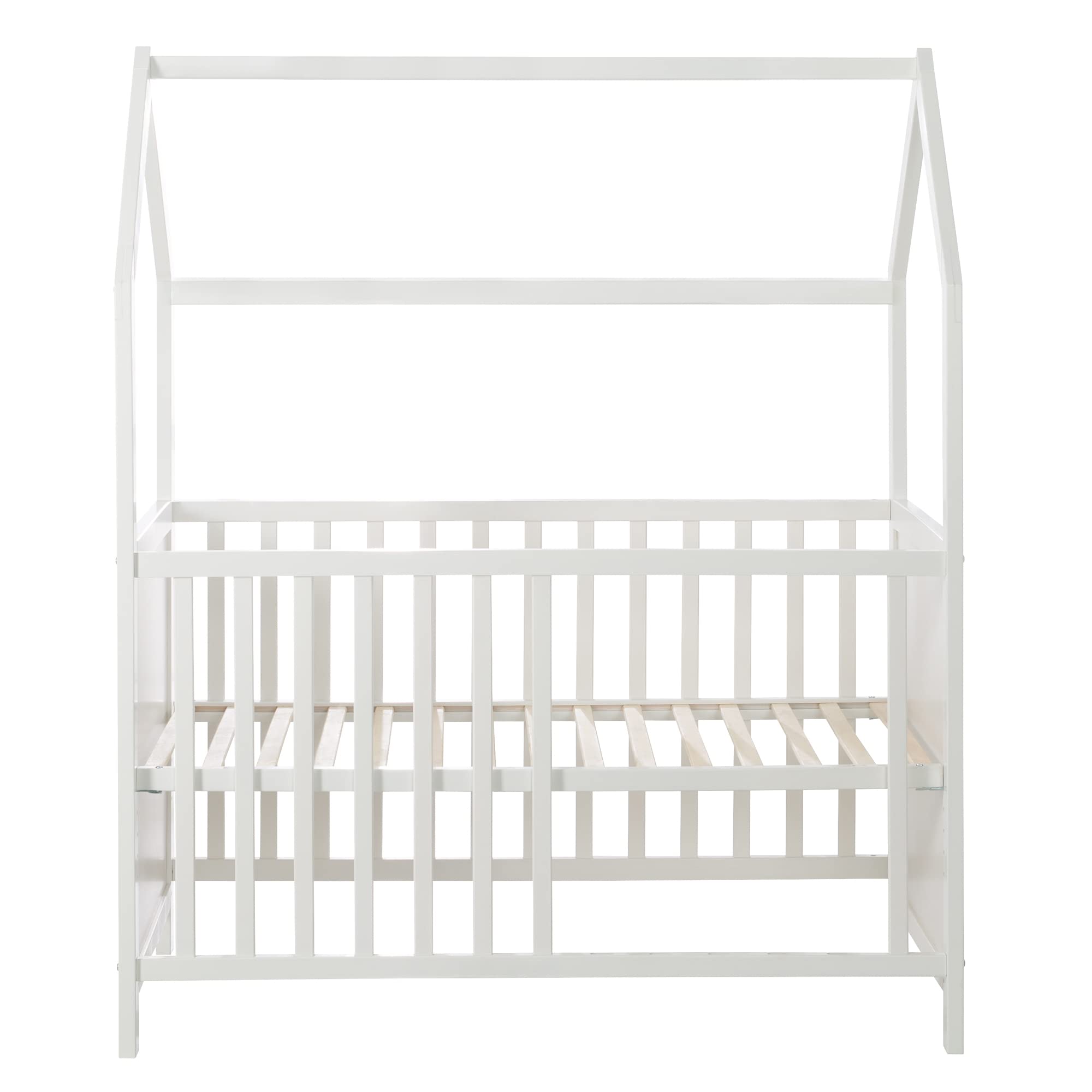 roba Lit Bébé Cabane Évolutif 60x120 - Lit Cododo Convertible en Canapé - Réglable en Hauteur - Blanc