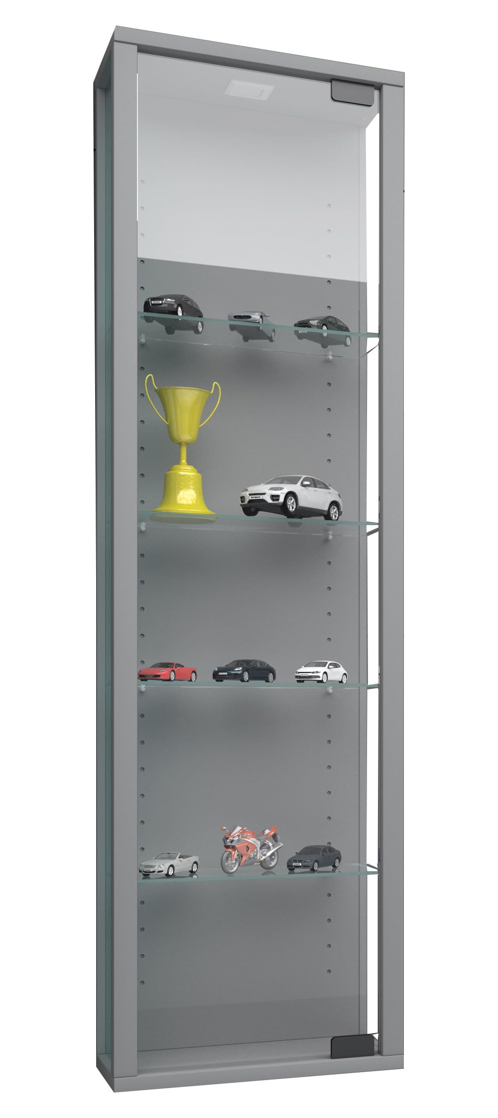 VCM Wandvitrine 33x18x115 cm 1 Tür 5 Fächer Holzwerkstoff Glas Büro