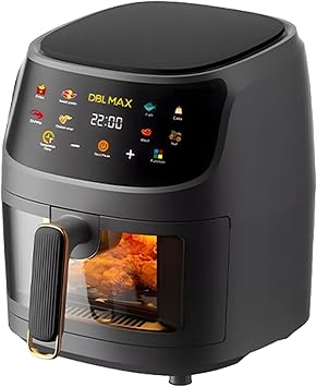 6 Litre Digital Air Fryer in Black Touch Screen Family Size Air Fryer with Rapid Air Technology, Oil Free Cooking, Non-Stick Basket Large Capacity Airfryer for Healthy Meals