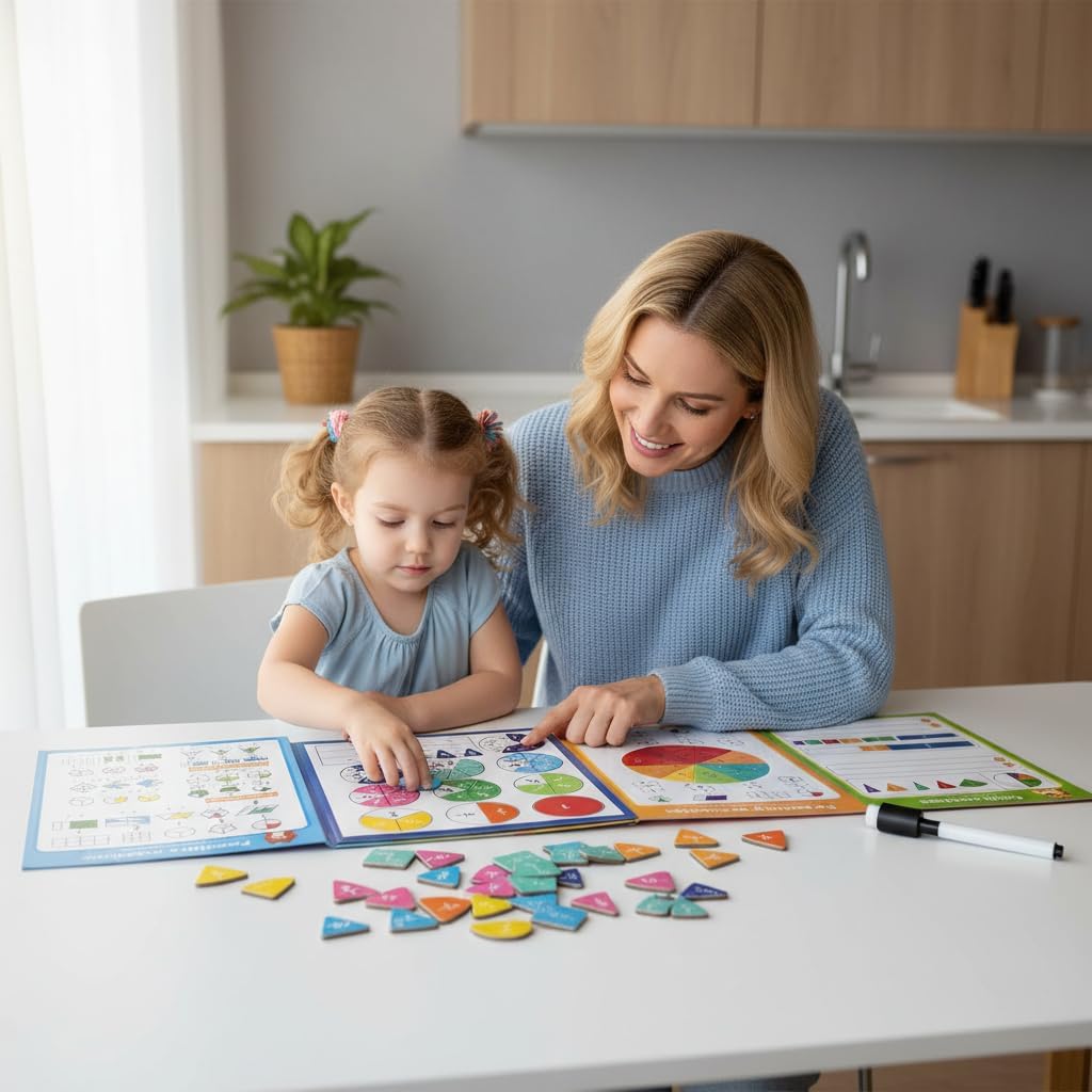 Magnetic Fraction Demenstration Book, Magnetic Fraction Educational Puzzle, Magnetic Fraction Tiles and Circles, Elementary Fraction Manipulatives, Montessori Math Teaching Aid for Kids (3 FOLD) - Image 4