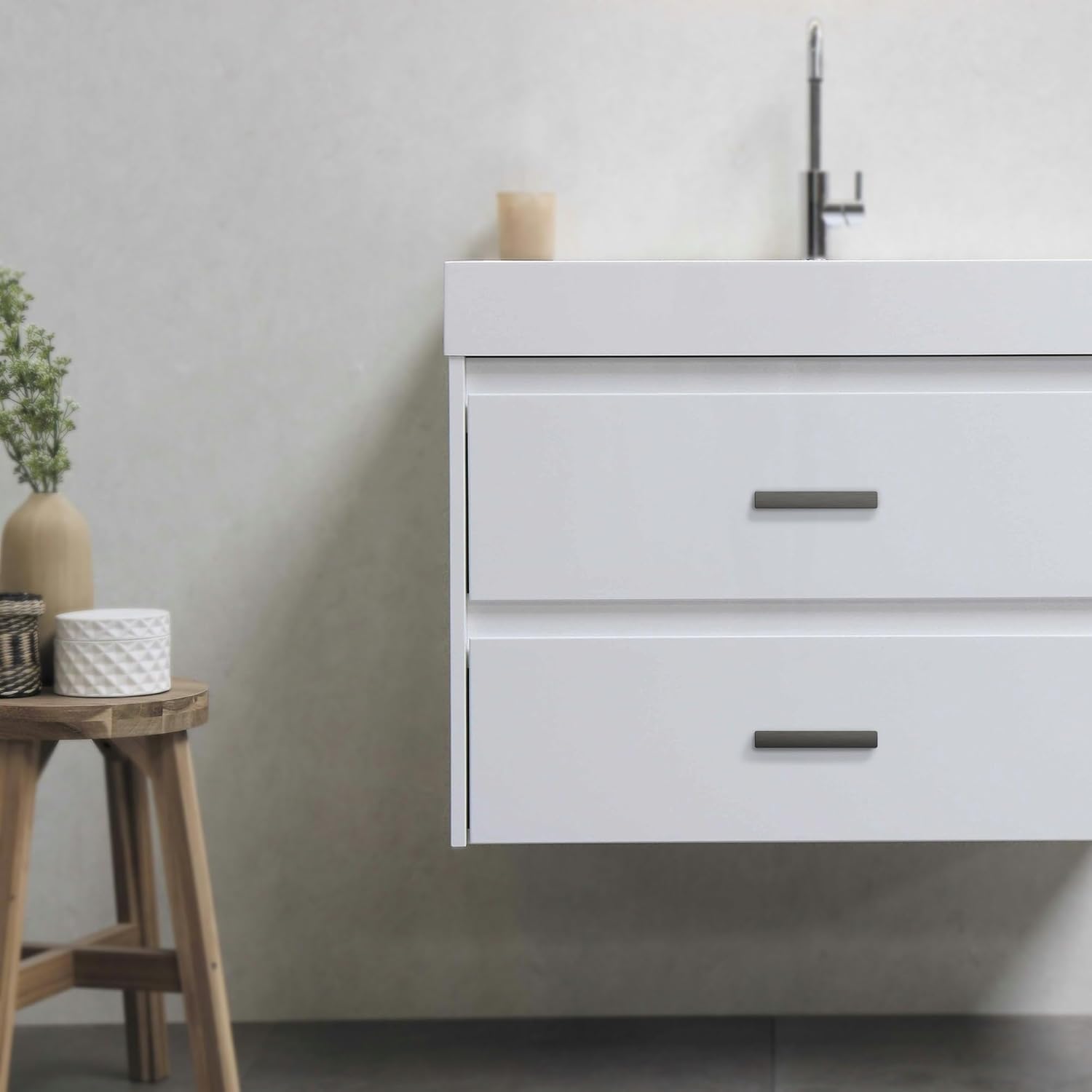 HESTIA HARDWARE 10 Pack Handles for Cabinets and Drawers | 3 Inch (76mm) Center to Center Antique Silver | Kitchen Pewter Cabinet Hardware, Drawer Pulls and Dresser Handles (Z15.3in.10.B)