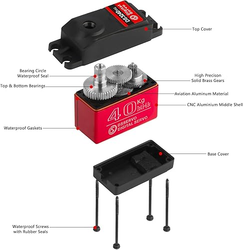 Miniatura 5 de Hobby Fans Servo digital a control remoto, servo de engranaje de metal impermeable de 88.2 lbs con 2 bocinas servo 25T para 112 110 18 RC Car RC