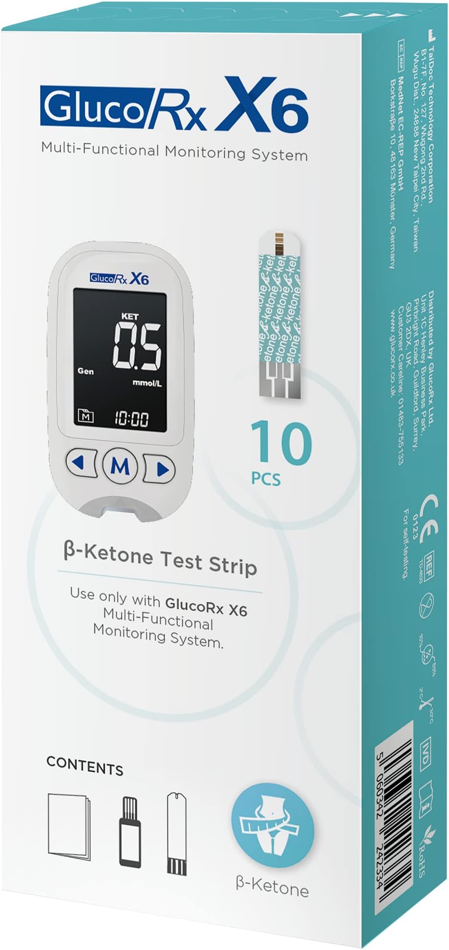 X6 Blood Ketone Test Strips (10pcs)