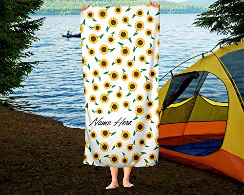 Personalized Sunflower Towel For Kids - Custom Flower Travel Beach Pool And Bath Towels For Adults Toddler Baby Boys Girls #TOP7