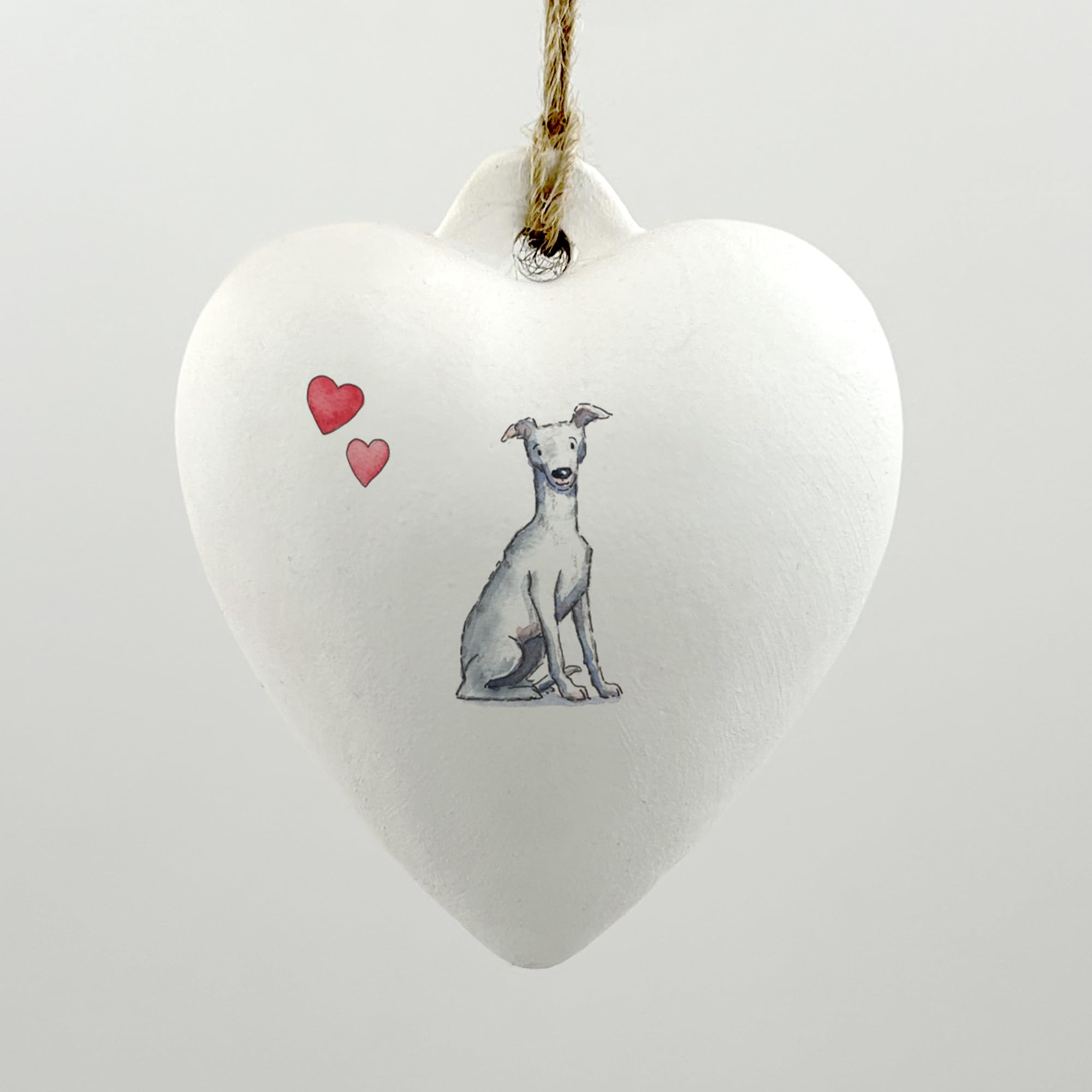 Image Industry Whippet Ceramic Heart Bauble - Dog Lovers - Gift for the Home - Hanging Ornament
