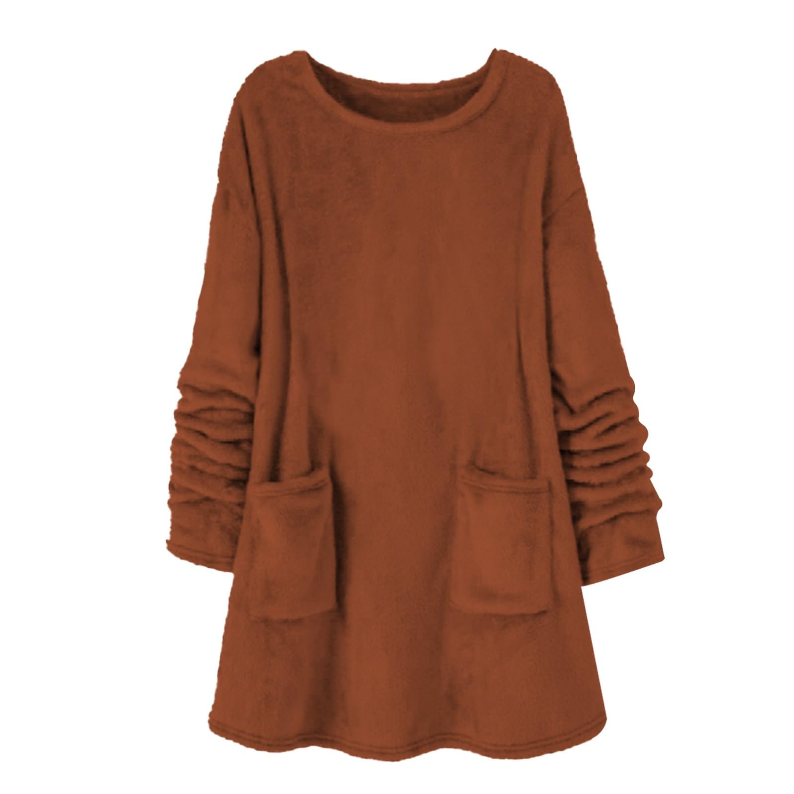 Conjunto de pijama de franela para mujer, ropa de descanso suave y mullida de dos piezas, manga larga suave y esponjosa, cuello redondo, pantalones de dormir de longitud completa, ropa de ocio térmica