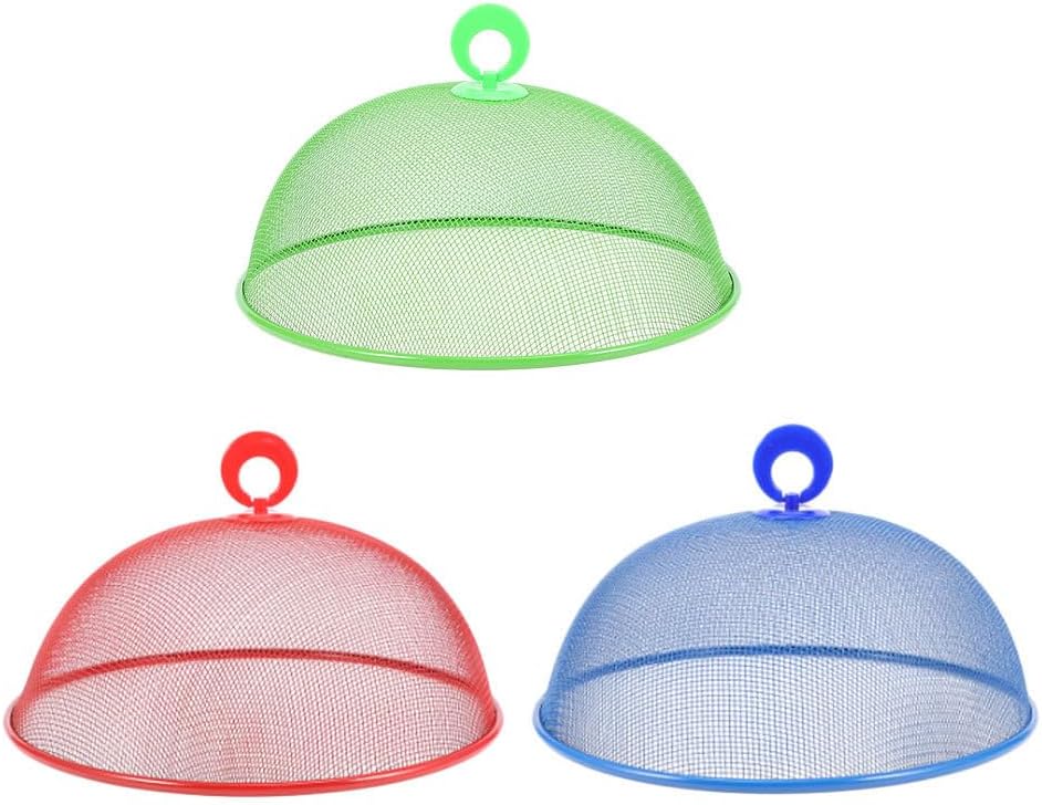 PRETYZOOM 3pcs Metal Mesh Food Tents - 30cm Mesh Food Tents Protector, Keep Out, Reusable Dust Covers for Home Kitchen (Random Color)