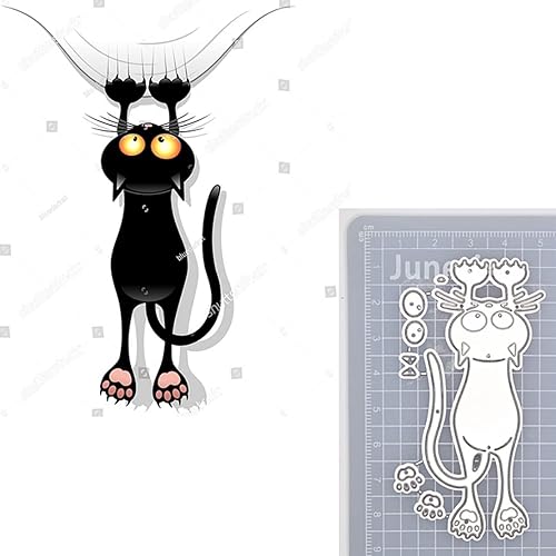 Miniatura 6 de 4 piezas de nuevos divertidos gatos negros troqueles de corte de metal encantador conjunto de plantillas para álbumes de recortes DIY