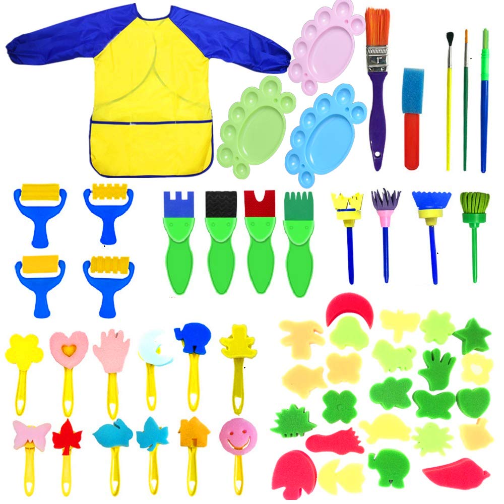Enfants Peinture Kits 57Pcs Éponge Brosses de Peinture Outils Art DIY