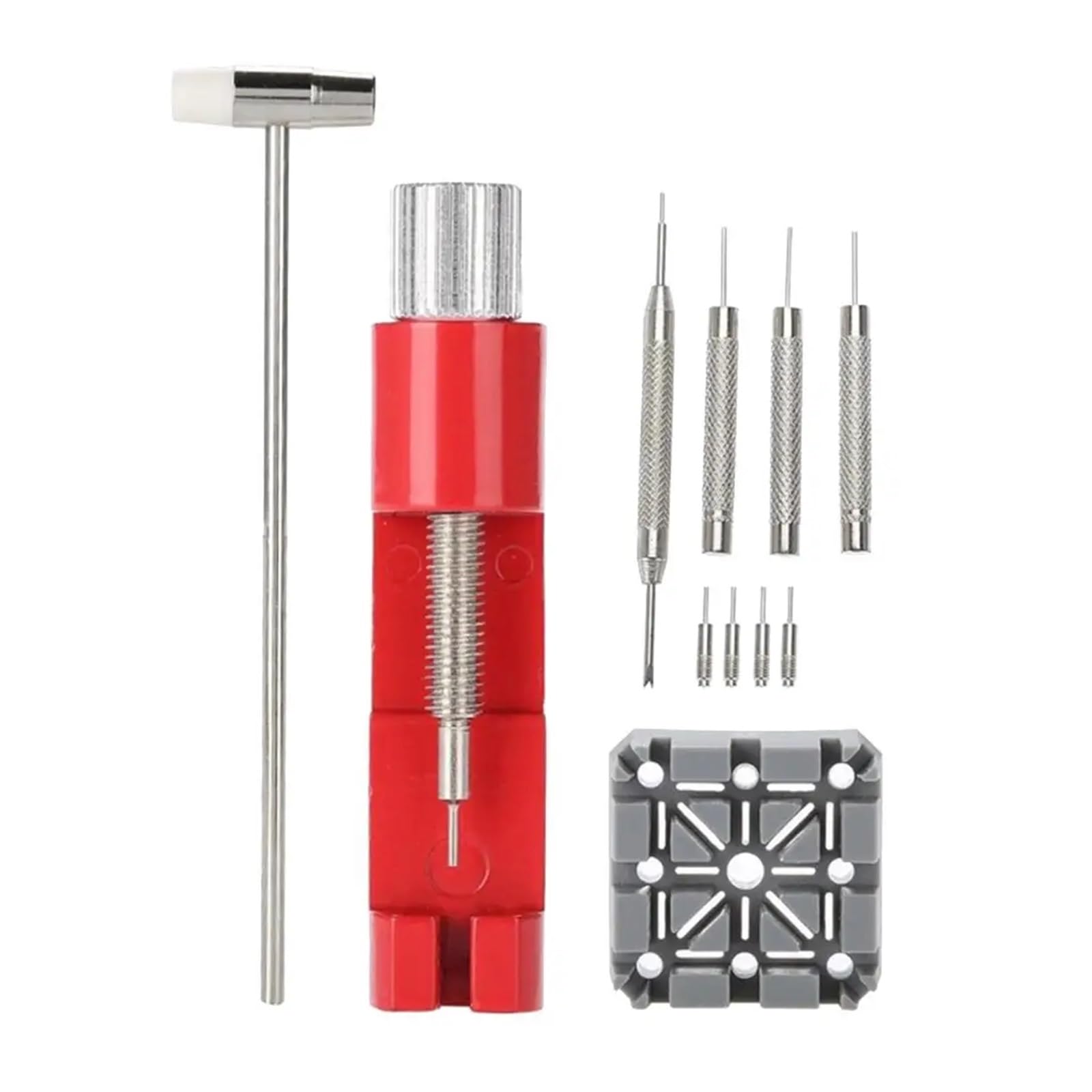 MIUYTRN 11-teiliges Reparaturwerkzeug-Set for Uhrenarmbänder, inklusive Gliederentferner, Stiften, Federstegen und Hammer cuicui
