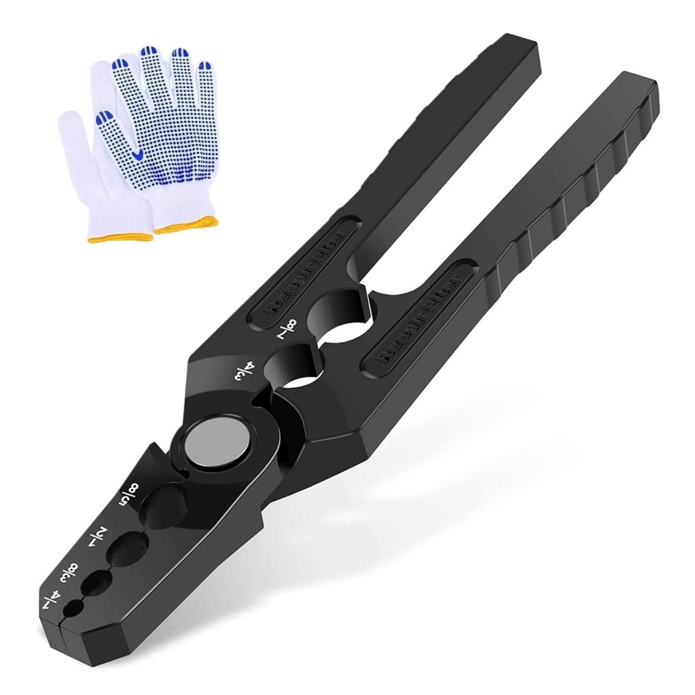 Copper Tube Rounder Pipe Pliers, Lightweight Aluminum Tube Straightener with White Gloves - Fits 1/4" to 7/8" Black