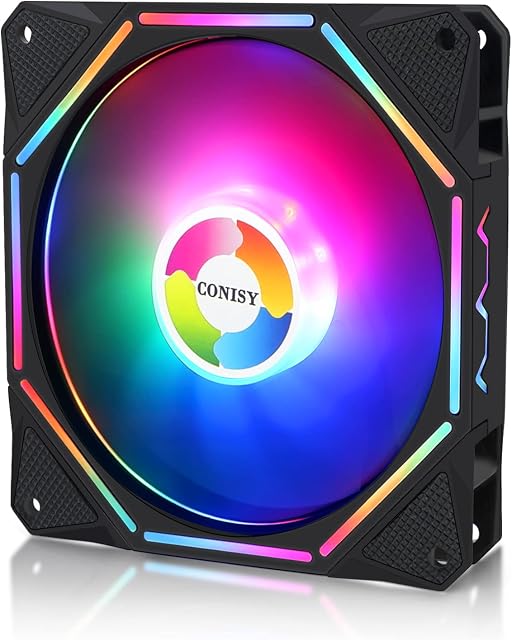 CONISY 120mm PC Case Fan Ultra Quiet LED Desktop Computer Cooling Fans |RGB|