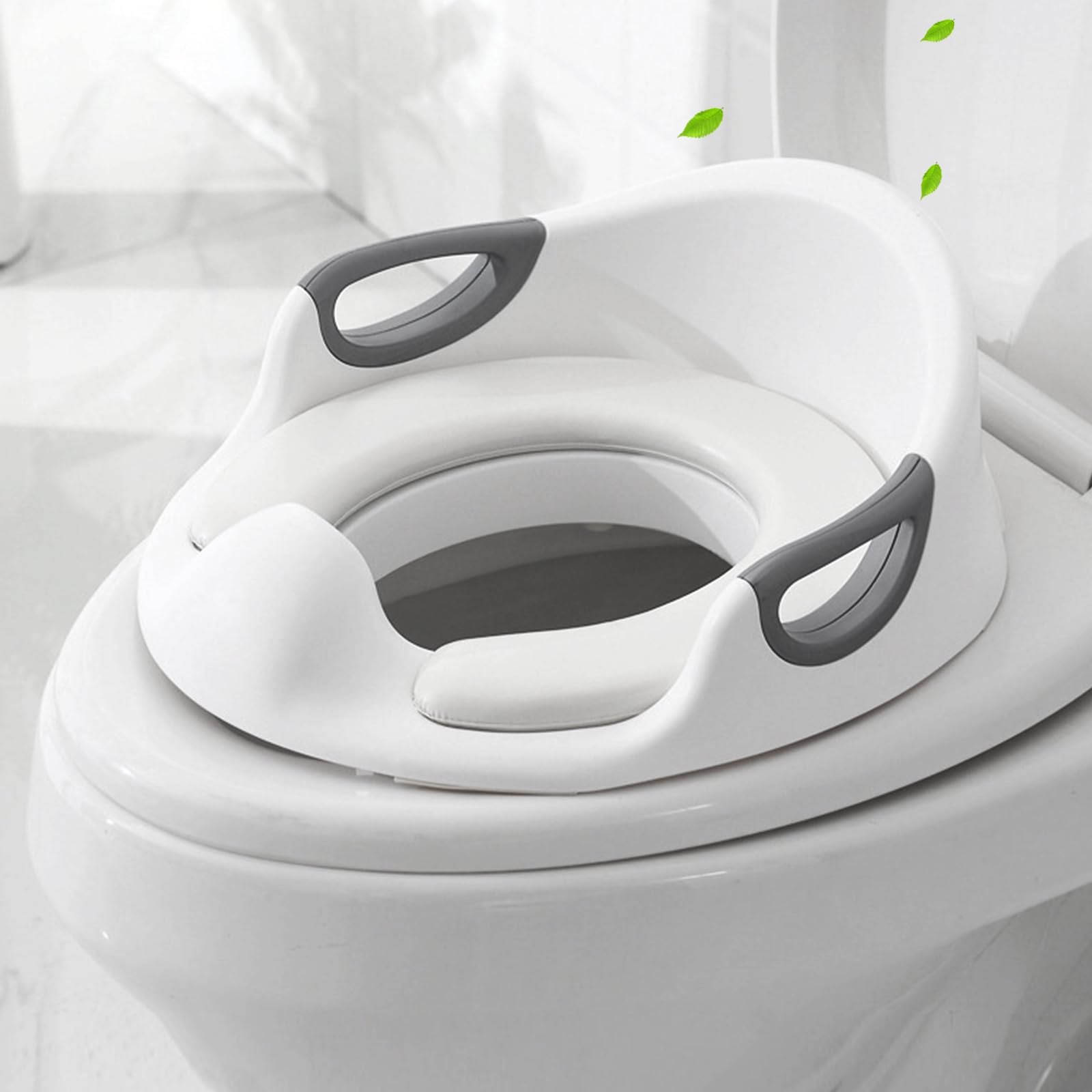 Réducteur Toilette Enfant, Rehausseur WC Enfant, Adaptateur Toilette Enfant avec Poignée et Dossier,Réducteurs de Toilettes Antidérapante pour Garçons et Filles pour Bébé de 1 à 7 Ans