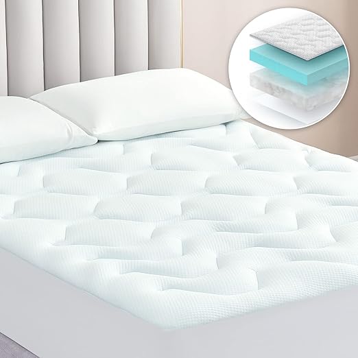 EHEYCIGA Memory Foam Mattress Topper Double Bed, Cooling Gel Mattress