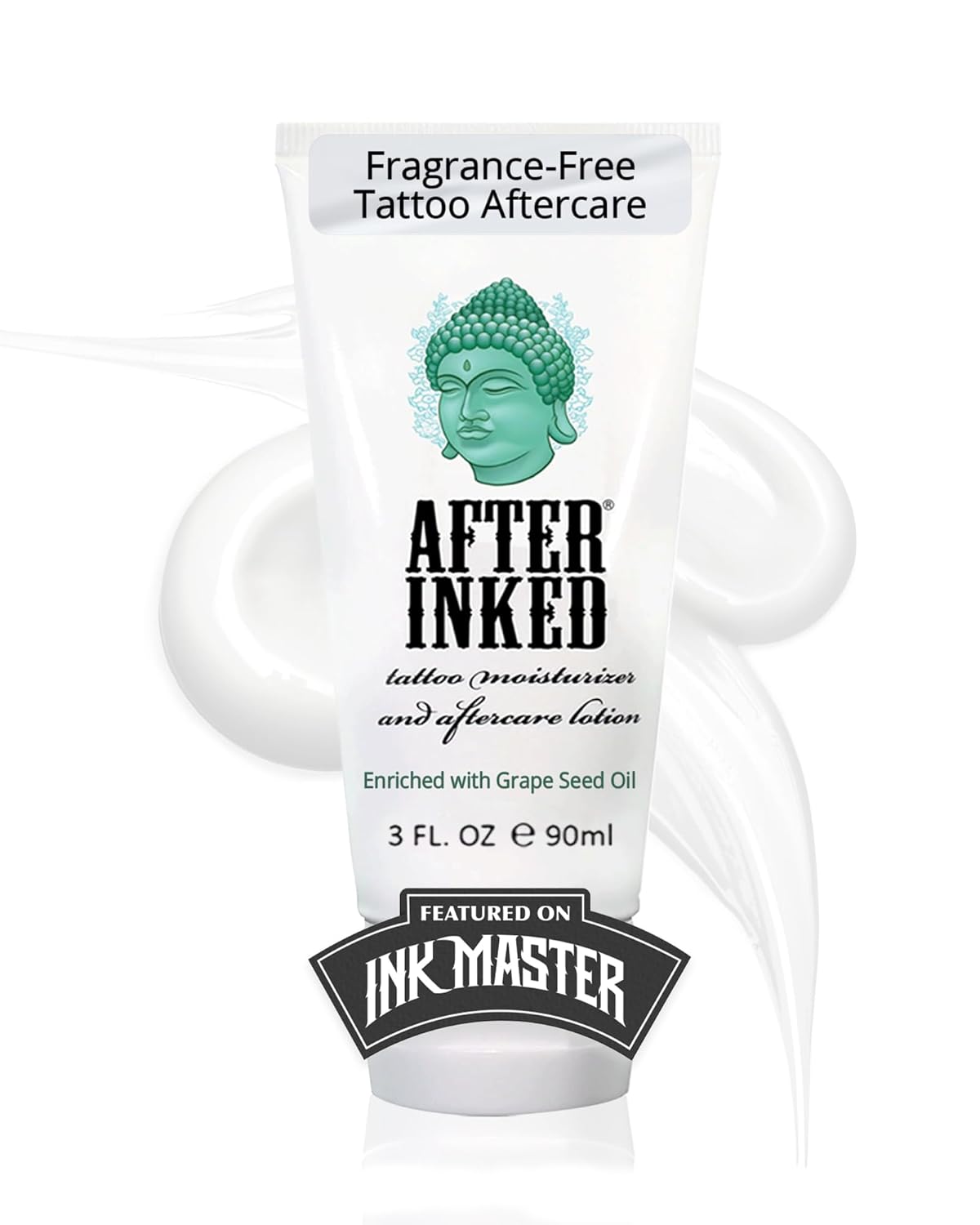 After Inked Tattoo Aftercare Lotion – Moisturizing Balm for Inked Skin, As Seen on INK MASTER – Hydrating Cream with Grape Seed Oil, Skin Nourishment & Daily Maintenance – 3 Fluid oz Tube (1-Pack) Tube: 3 Fl Oz (1 Unit) - Image 1 of 6